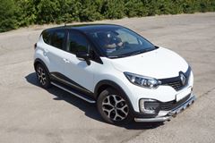 Защита порогов с алюминиевой площадкой 51 мм (НПС) Renault Kaptur 2016-