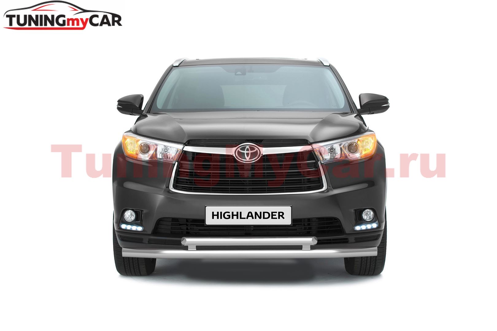 Защита переднего бампера двойная 63/51мм (НПС) TOYOTA HIGHLANDER 2014-