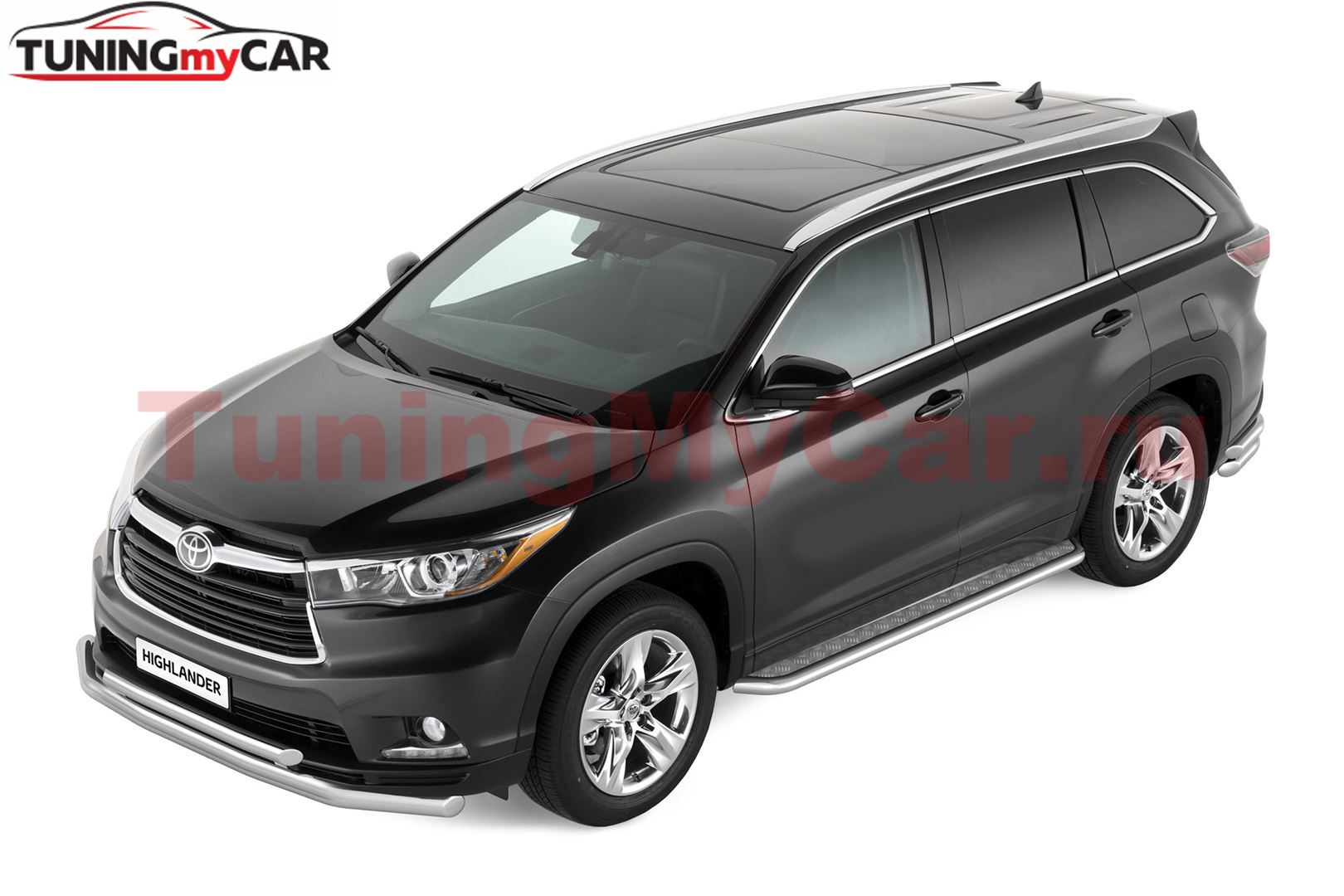 Защита порогов с алюм. площадкой 51 мм (НПС) TOYOTA HIGHLANDER 2014-