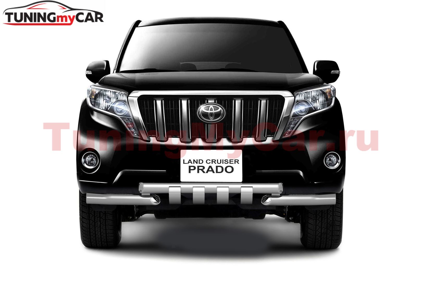 Защита переднего бампера двойная с зубьями 63/63мм (НПС) TOYOTA LAND CRUISER PRADO 150 2013-
