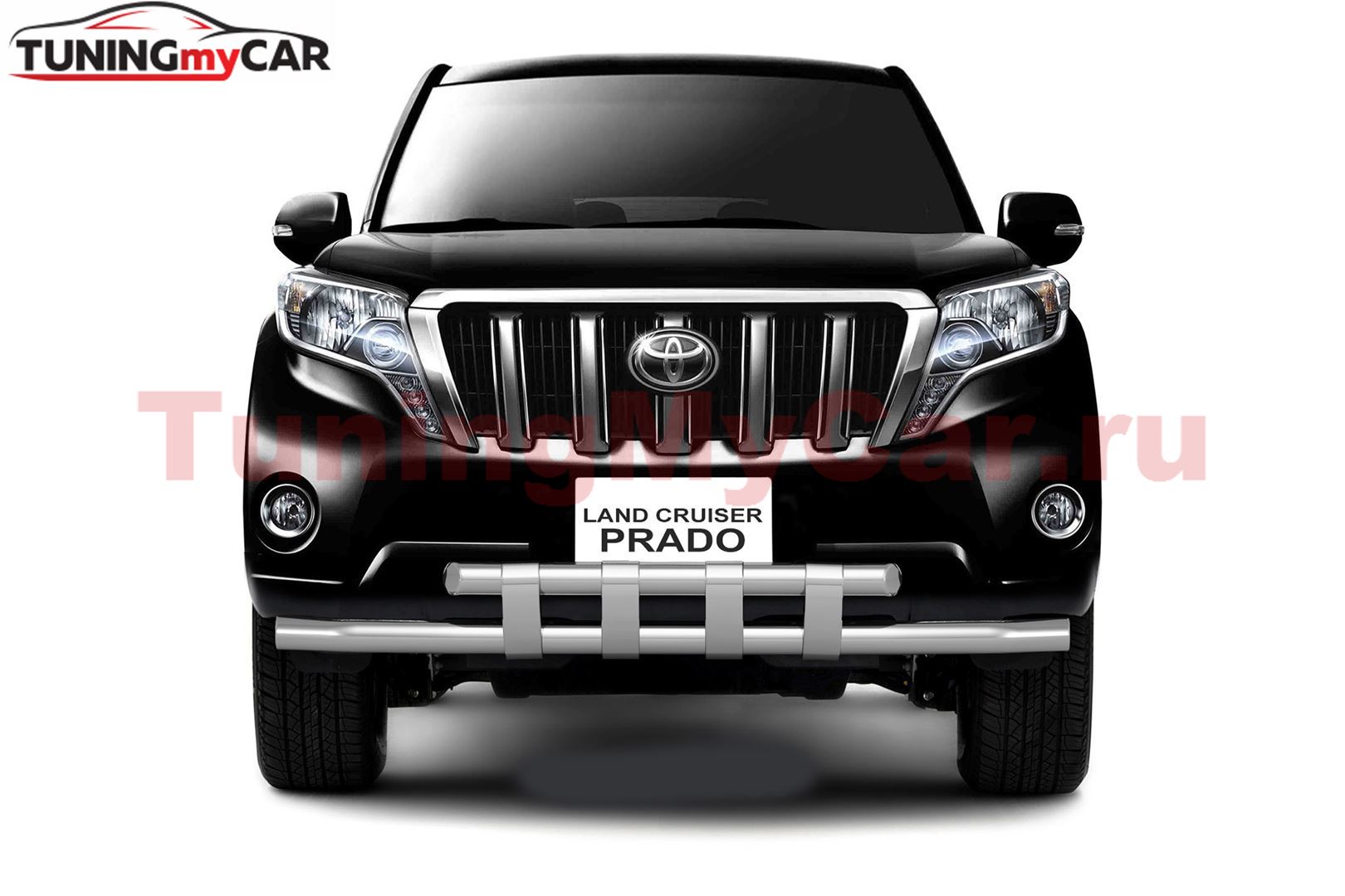 Защита переднего бампера двойная с пластинами 63/63 мм (НПС) TOYOTA LAND CRUISER PRADO 150 2013-
