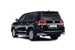 Защита заднего бампера двойная угловая 51/63мм (НПС) TOYOTA LAND CRUISER 200 2016-