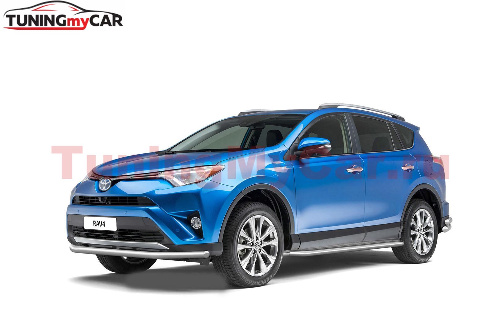 Защита порогов с алюм. площадкой 51 мм (НПС) TOYOTA RAV4 2013-2018