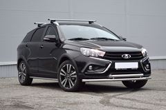 Защита переднего бампера двойная Ø51/51мм (НПС) LADA Vesta SW Cross 2017-