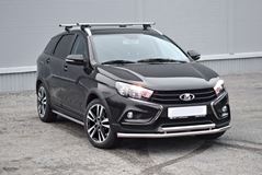 Защита переднего бампера двойная Ø51/51мм (НПС) LADA Vesta SW Cross 2017-