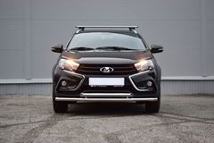 Защита переднего бампера двойная Ø51/51мм (НПС) LADA Vesta SW Cross 2017-
