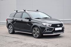 Защита порогов прямая Ø51мм (НПС) LADA Vesta SW Cross 2017-