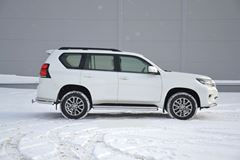 Защита заднего бампера двойная угловая Ø63/38мм (НПС) TOYOTA LAND CRUISER PRADO 150 2017-