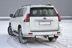 Защита заднего бампера двойная угловая Ø63/38мм (НПС) TOYOTA LAND CRUISER PRADO 150 2017-
