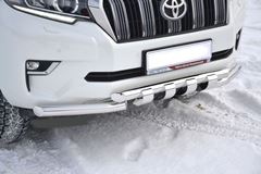 Защита переднего бампера двойная с зубьями Ø63/63мм (НПС) TOYOTA LAND CRUISER PRADO 150 2017-