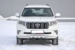 Защита переднего бампера двойная с зубьями Ø63/63мм (НПС) TOYOTA LAND CRUISER PRADO 150 2017-