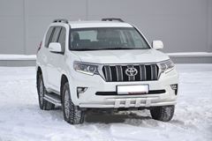 Защита переднего бампера двойная с пластинами Ø63/63мм (НПС) TOYOTA LAND CRUISER PRADO 150 2017-