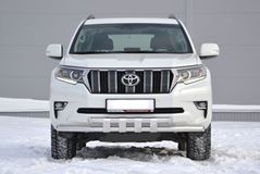 Защита переднего бампера двойная с пластинами Ø63/63мм (НПС) TOYOTA LAND CRUISER PRADO 150 2017-