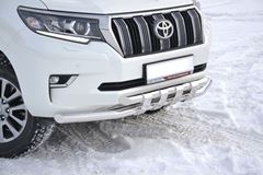 Защита переднего бампера двойная с пластинами Ø63/63мм (НПС) TOYOTA LAND CRUISER PRADO 150 2017-