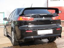 Накладка на задний бампер диффузор ПОД ОДНУ ТРУБУ Mitsubishi Lancer 10