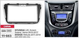 Переходная рамка для установки автомагнитолы CARAV 11-663: 2 DIN / 173 x 98 mm / 178 x 102 mm / HYUNDAI i-25, Accent, Solaris, Verna 2010-2017 / DODGE Attitude 2011-2014