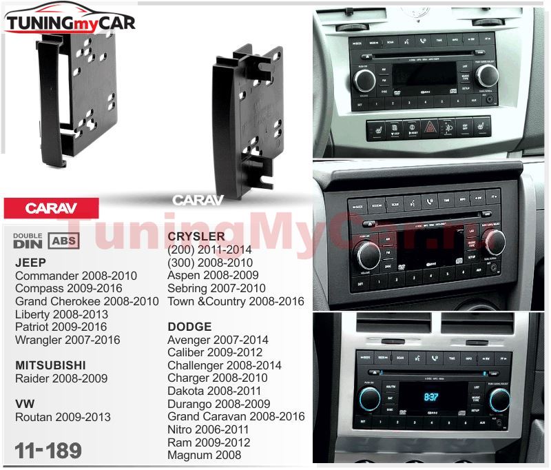 Переходная рамка для установки автомагнитолы CARAV 11-189: 2 DIN / CRYSLER/ DODGE / JEEP/ MITSUBISHI/ VW