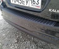 Накладка на задний бампер (АБС) Lada Kalina Седан с 2004 по 2013 г.в., Lada Kalina Универсал с 2004 г.в.