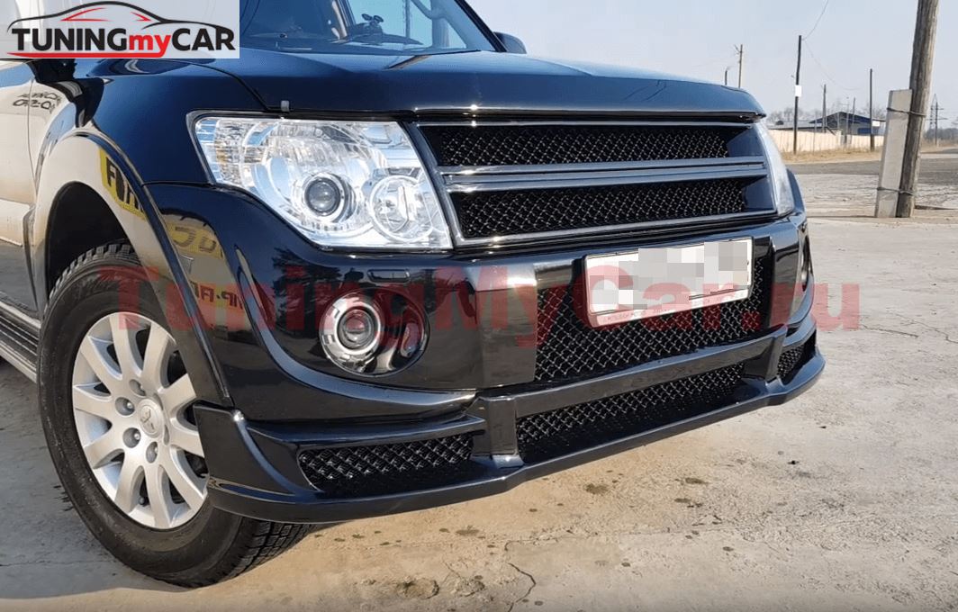 Накладка переднего бампера Mitsubishi Pajero 4 дорест. 2006-2011