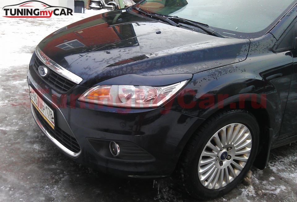 Накладки на фары (реснички) Ford Focus 2 2008-2011 рестайлинг (ABS)