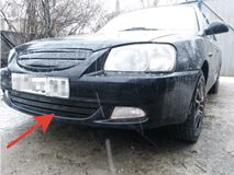 Решетка радиатора нижняя Hyundai Accent (Полосы)