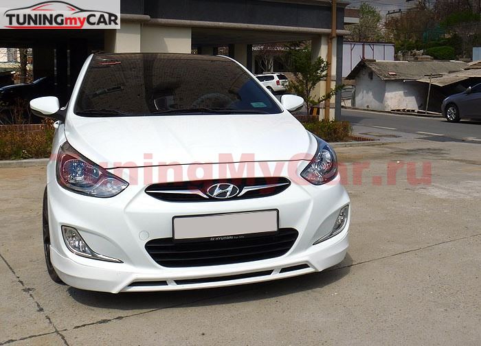 Юбка переднего бампера для Hyundai Solaris (2010-2013) var№2