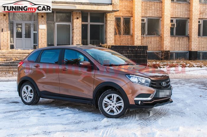 Cross-комплект. Накладки на арки, пороги и передний бампер (АБС) Lada Xray с 2016 г.в.