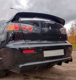 Накладка на задний бампер диффузор ПОД ОДНУ ТРУБУ Mitsubishi Lancer 10