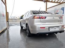 Накладка на задний бампер диффузор ПОД ОДНУ ТРУБУ Mitsubishi Lancer 10