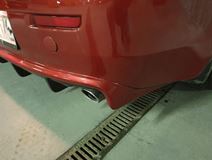 Накладка на задний бампер диффузор ПОД ОДНУ ТРУБУ Mitsubishi Lancer 10