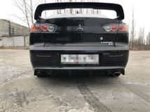 Накладка на задний бампер диффузор ПОД ОДНУ ТРУБУ Mitsubishi Lancer 10