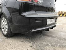 Накладка на задний бампер диффузор ПОД ОДНУ ТРУБУ Mitsubishi Lancer 10