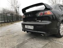 Накладка на задний бампер диффузор ПОД ОДНУ ТРУБУ Mitsubishi Lancer 10