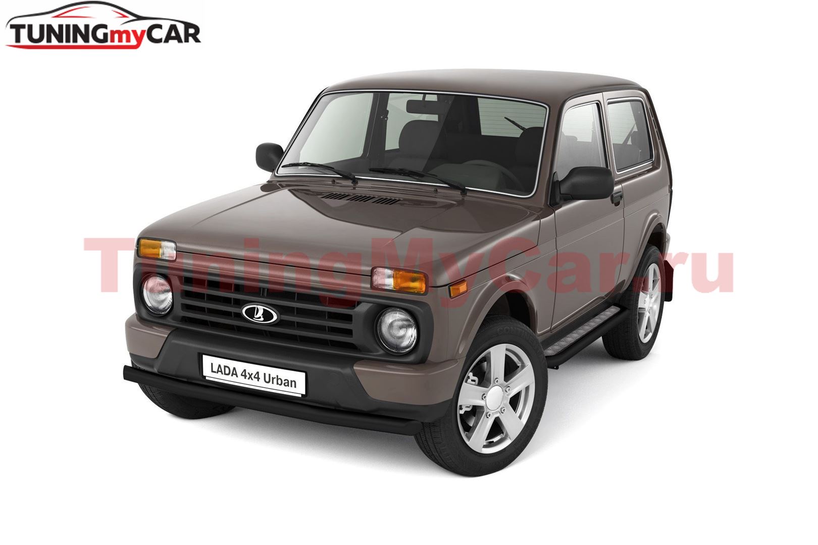 Защита переднего бампера одинарная Ø63 мм ЧЕРНАЯ (ППК) на LADA 4x4 Urban с 2015