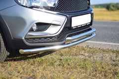 Защита переднего бампера двойная Ø51/51мм (НПС) LADA Vesta SW Cross 2017-