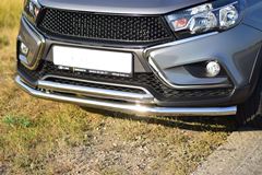 Защита переднего бампера двойная Ø51/51мм (НПС) LADA Vesta SW Cross 2017-