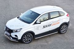 Защита порогов с алюминиевой площадкой Ø51мм (НПС) LADA XRAY Cross c 2018