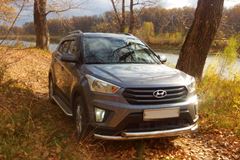 Защита переднего бампера двойная 63/63 мм (НПС) Hyundai Creta 2016-