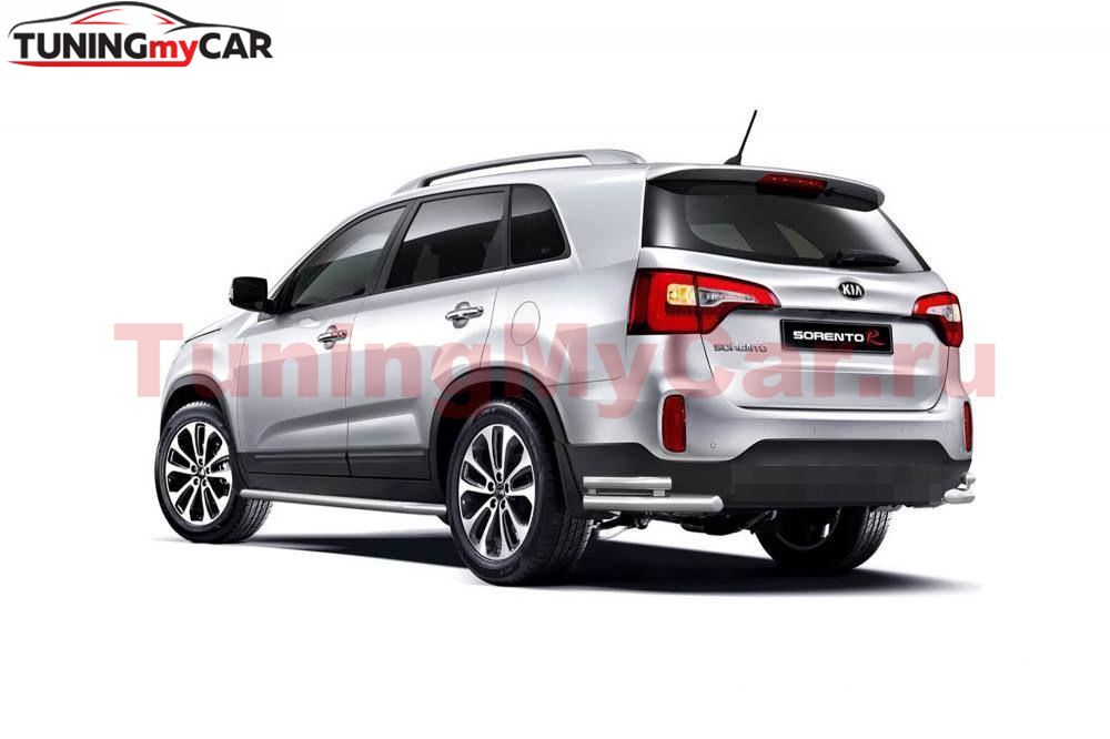 Защита заднего бампера двойная угловая Ø63/51мм (НПС) KIA Sorento с 2014
