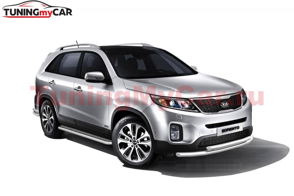Защита переднего бампера двойная Ø63/51мм (НПС) KIA Sorento с 2014