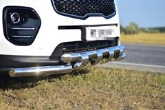 Защита переднего бампера двойная с зубьями 63/63 мм (НПС) KIA Sportage 2016-