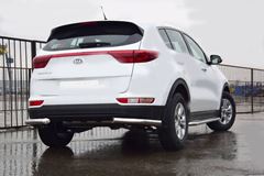 Защита заднего бампера угловая Ø63мм (НПС) KIA Sportage 2016-2018
