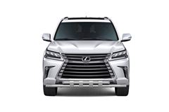 Защита переднего бампера двойная с пластинами 63/63мм (НПС) LEXUS 450D 2015- 