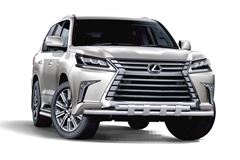 Защита переднего бампера двойная с пластинами 63/63мм (НПС) LEXUS 450D 2015- 