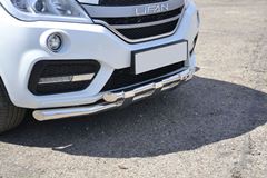 Защита переднего бампера двойная с пластинами 63/63мм (НПС) LIFAN X60 2017-