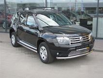 Защита переднего бампера одинарная Ø63мм (НПС) RENAULT Duster 2016-2020/ NISSAN Terrano 2014-
