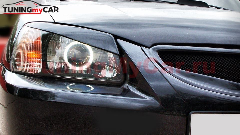 Реснички на фары косые Hyundai Accent