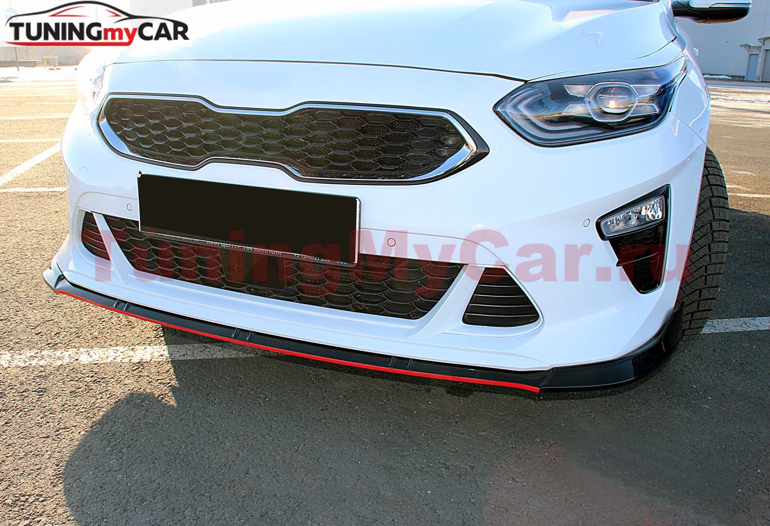 Сплиттер (Губа) Sport Line переднего бампера KIA Ceed 3 Вариант №1 (БЕЗ КЛЫКОВ)