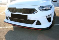 Сплиттер (Губа) Sport Line переднего бампера KIA Ceed 3 Вариант №1 (БЕЗ КЛЫКОВ)
