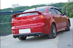Накладка на задний бампер диффузор ПОД ДВЕ ТРУБЫ Mitsubishi Lancer 10